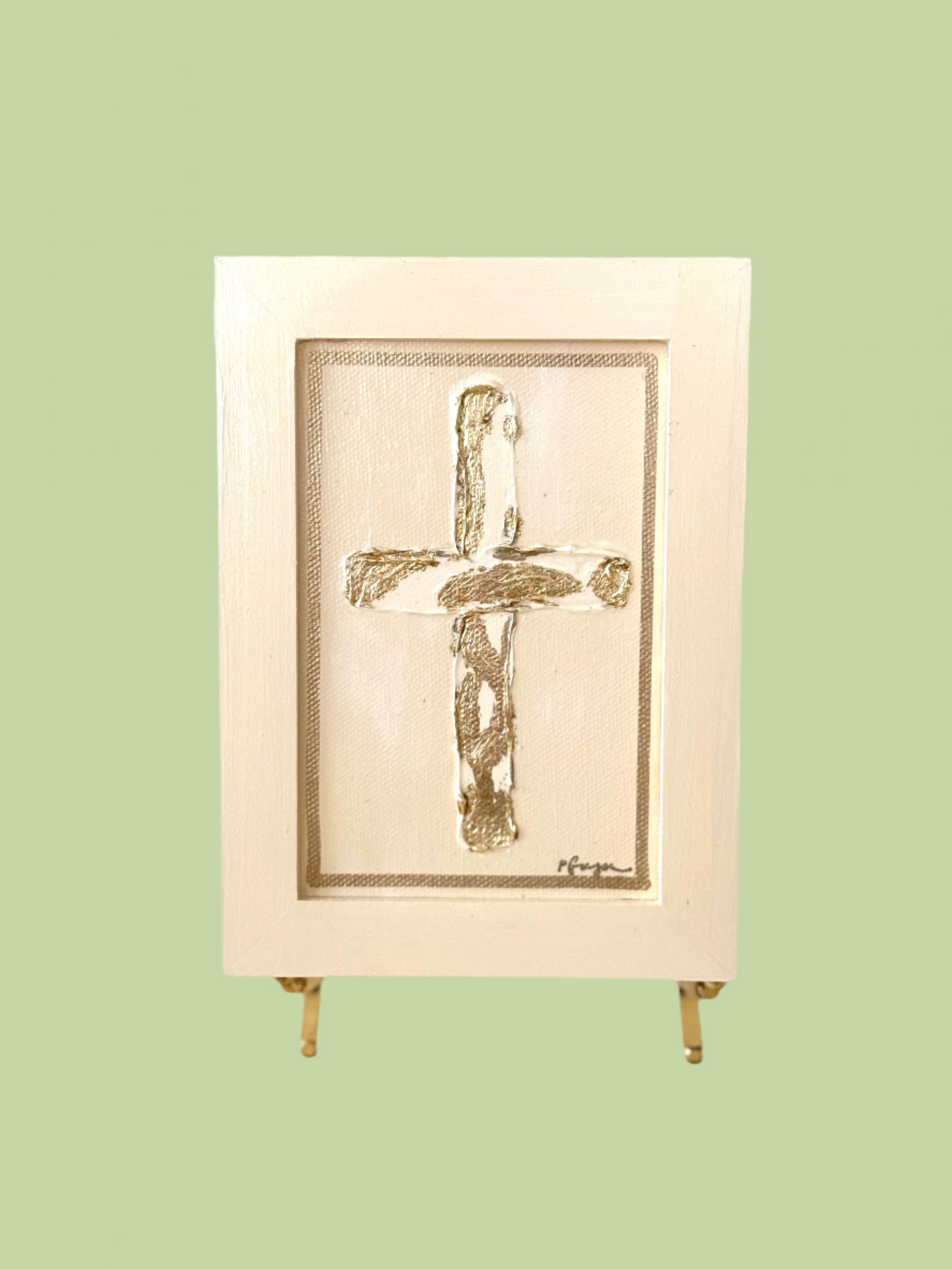 YELLOW AND GOLD CROSS ON CANVAS #2